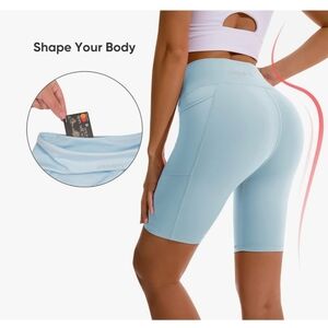 Apexup High Waist, Spandex Yoga Shorts w/Side Pockets